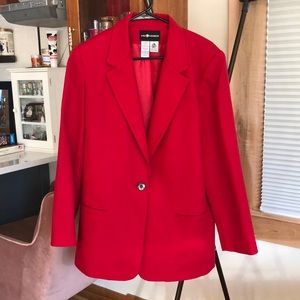 Ladies SZ 16 Red Wool Lined Blazer